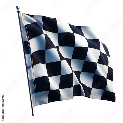 black and white checkered flag isolated on transparent background