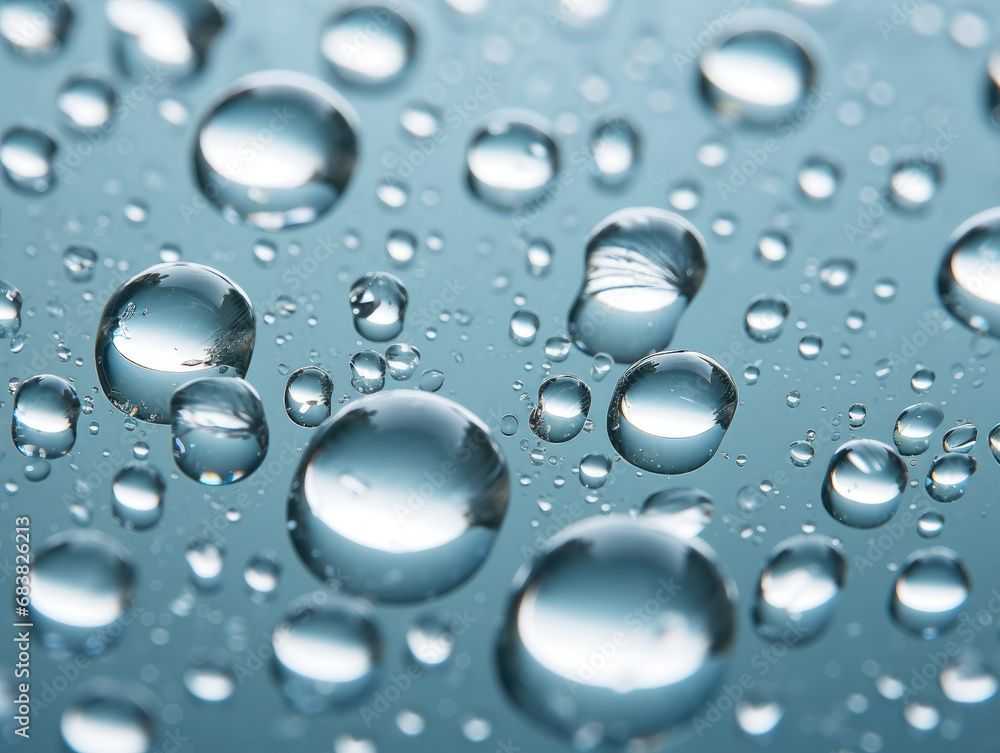 Shimmering Water Droplets on Glass Close-Up