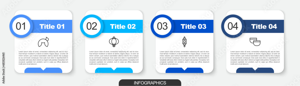 Set line Chinese fortune cookie, paper lantern, and tea ceremony. Business infographic template. Vector Set line Chinese fortune cookie, paper lantern, and tea ceremony. Business infographic template. Vector