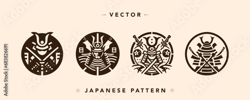 Abstract Japanese Warrior Masks Vector Collection