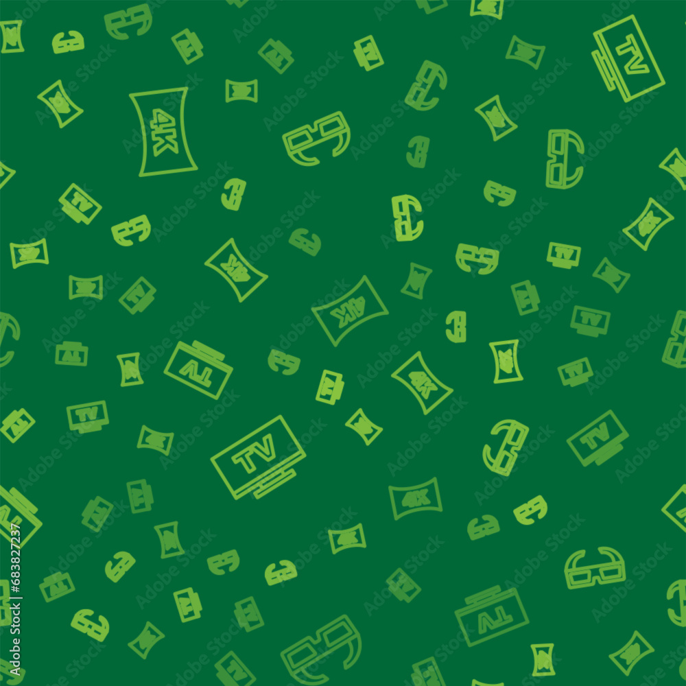 Set line Screen tv with 4k, Smart Tv and 3D cinema glasses on seamless pattern. Vector Set line Screen tv with 4k, Smart Tv and 3D cinema glasses on seamless pattern. Vector