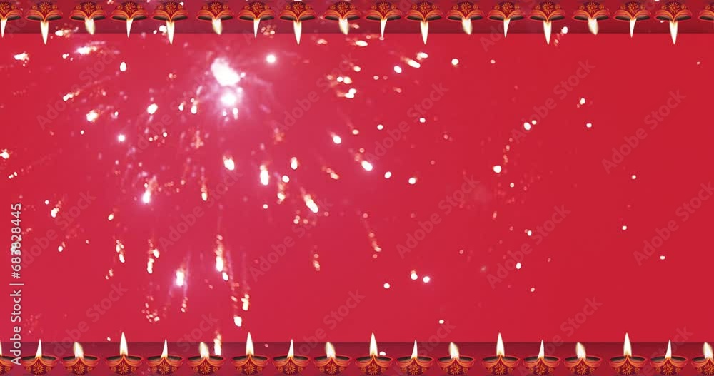 Happy Diwali motion graphic animation background with moving oil lamp