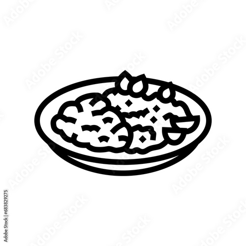 iskender kebab turkish cuisine line icon vector. iskender kebab turkish cuisine sign. isolated contour symbol black illustration
