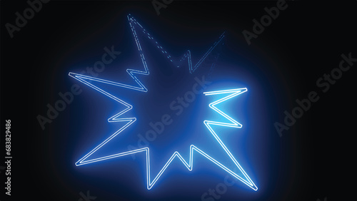 Hyperrealistic animated Neon Boom symbol in trendy stylish colors.Futuristic technology