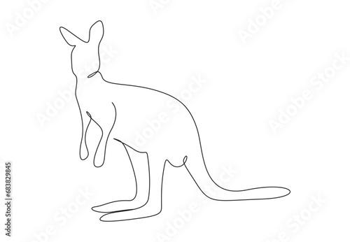 Single continuous line drawing of kangaroo. Isolated on white background. Vector illustration. Premium vector. 