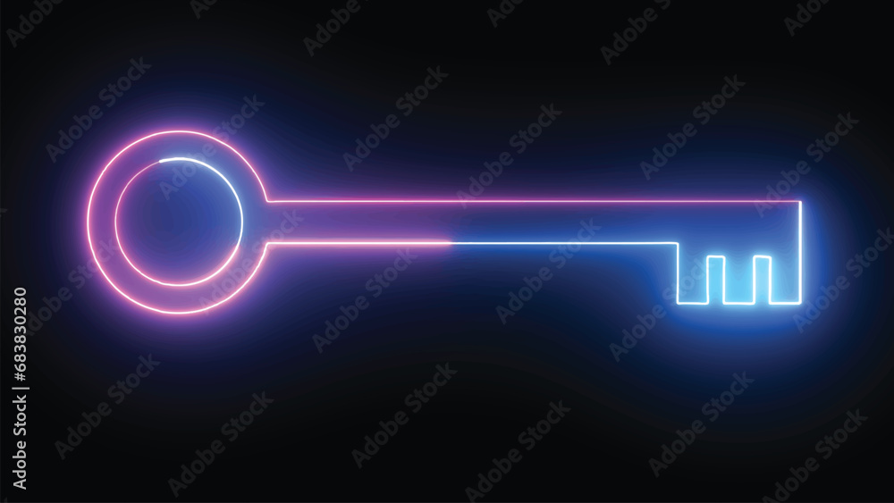 Fotografie Hyperrealistic Neon key in trendy stylish colours