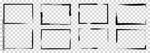 Set of rectangle grunge frames. Vector illustration isolated on transparent background