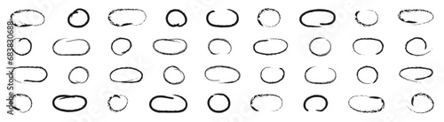 Hand drawn circles and ovals. Highlight circle frames. Highlighter frames set.  Doodle circles set.