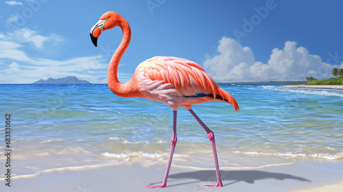 flamingo on the beach. generative ai