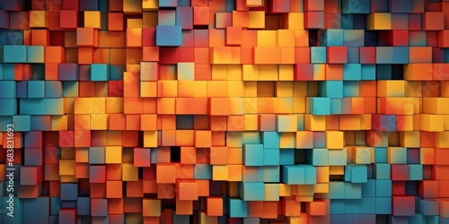 3d urban background. Random colorful mosaic  warm industrial decor  Generative AI