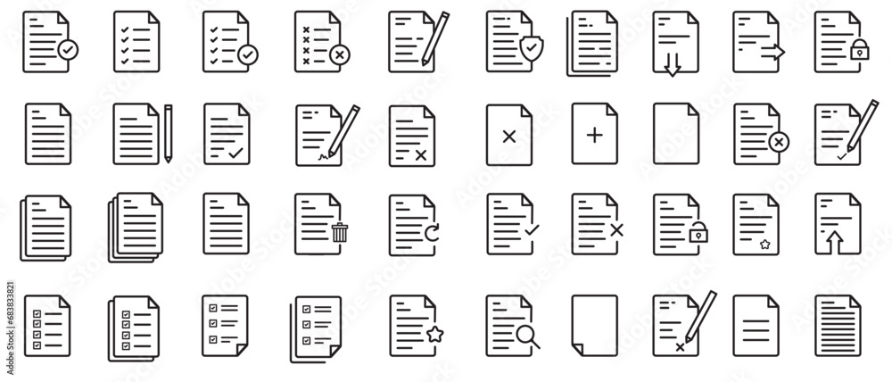 paper icon collection, document line icon collection, vector set illustration paper icon collection, document line icon collection, vector set illustration