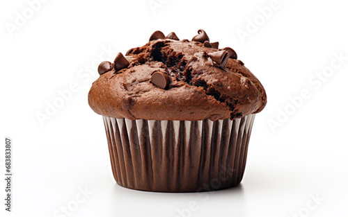 chocolate muffin isolated on white