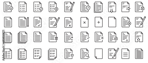 paper icon collection, document line icon collection, vector set illustration 