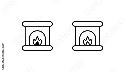 Fire Place icon design with white background stock illustration