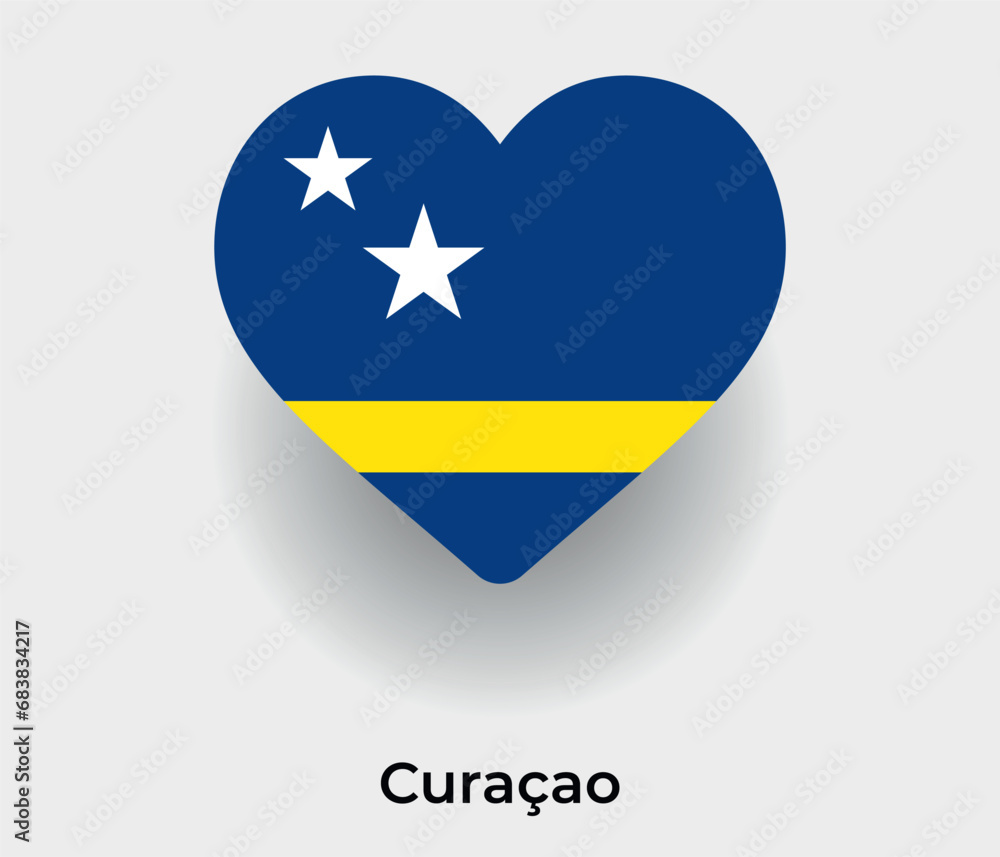 Curacao flag heart shape country icon vector illustration Curacao flag heart shape country icon vector illustration