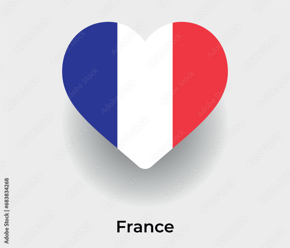France flag heart shape country icon vector illustration France flag heart shape country icon vector illustration