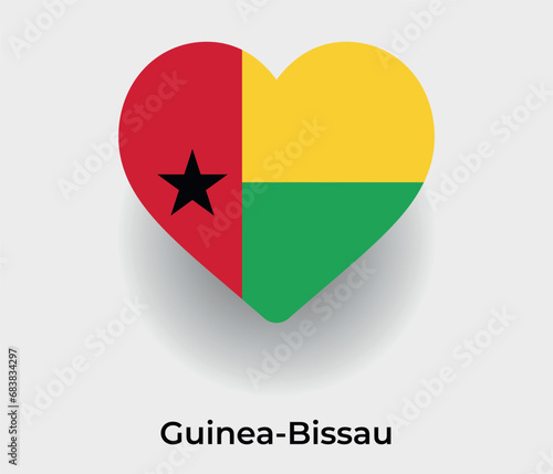 Guinea Bissau flag heart shape country icon vector illustration
