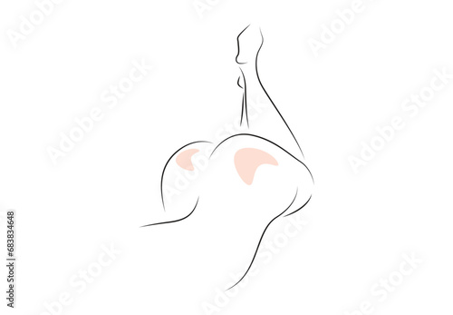  A young woman's naked body with floral ornament and abstracts. Vector illustration. Pro vector. 