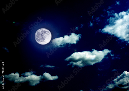 The moon in the night sky