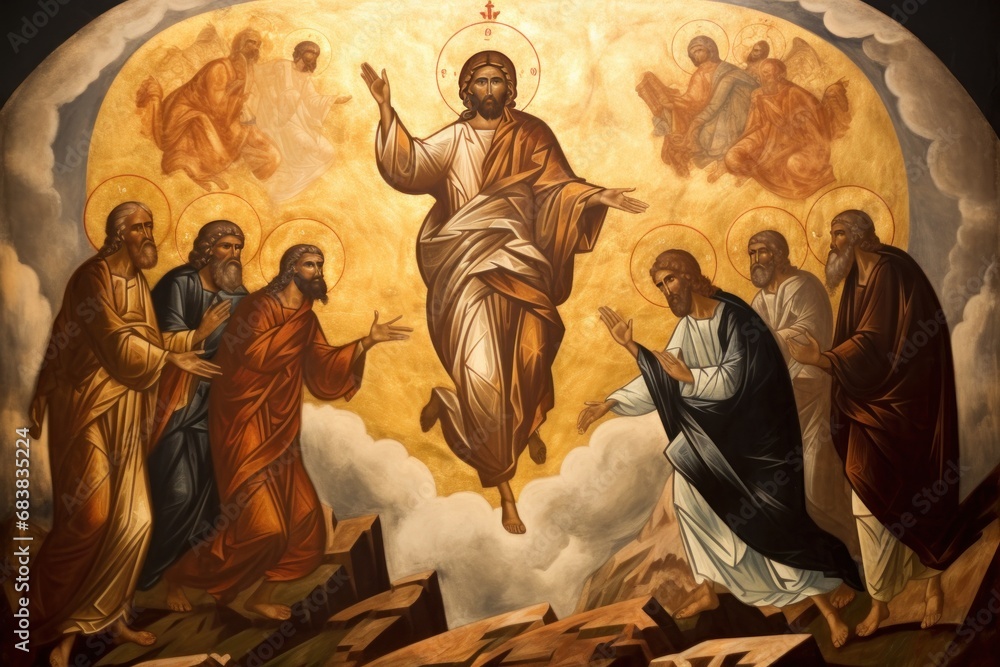 An icon of the Transfiguration of Jesus, symbolizing his divine glory revealed to his apostles. An icon of the Transfiguration of Jesus, symbolizing his divine glory revealed to his apostles.