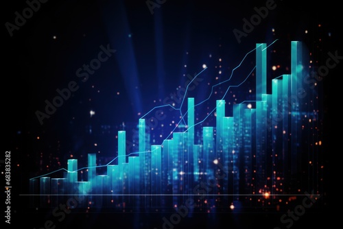 Arrow chart showing business growth on a digital transformation background