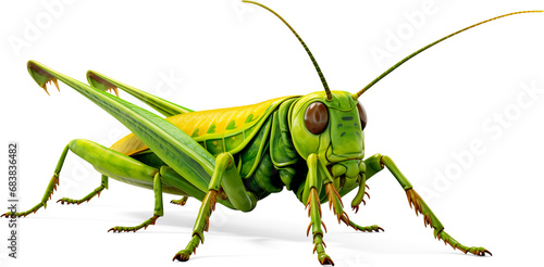 green grasshopper / locust on white background photo