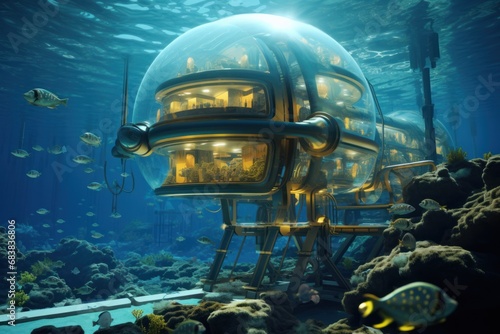 Undersea research facility studying marine life and oceanography
