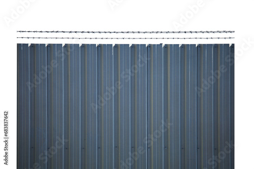metal fence with wire isolated on white