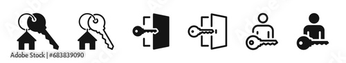 Key icon. Home key vector icons. Personal key icons. Password concept icons. Login icons.