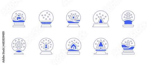 Snowball icon set. Duotone style line stroke and bold. Vector illustration. Containing snowball, snow ball, snow globe.