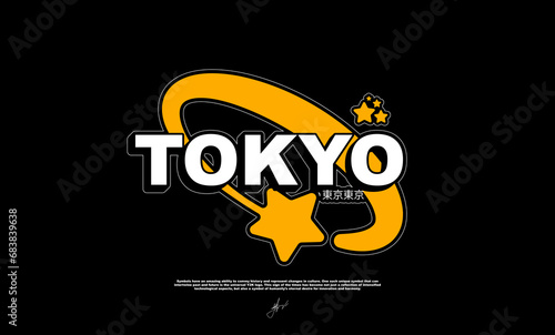 Streetwear "Tokyo" Y2K Logo design with star
