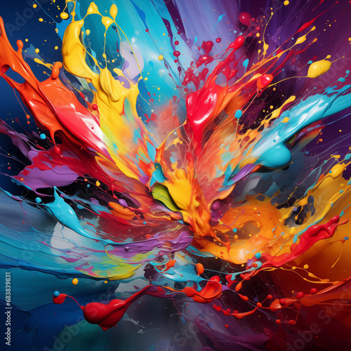 Abstract_background, splash paint, bright colors, oil paint