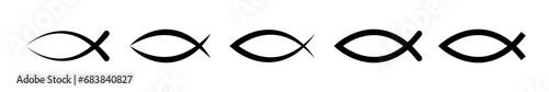 Christian fish symbols. Christian icon set. Christian fish vector icons