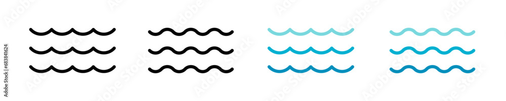 Wave icon set. Vector waves. Sea waves . Water wave vector icons. Blue waves set. Wave icon set. Vector waves. Sea waves . Water wave vector icons. Blue waves set.