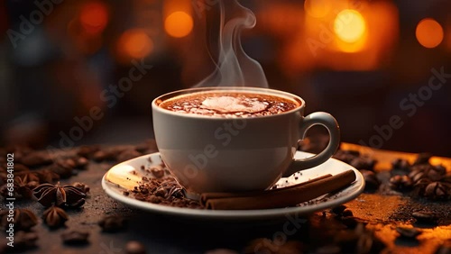 Cup of hot coffee. photo