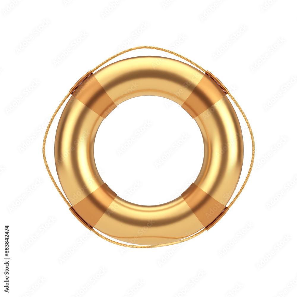 Golden Lifebuoy Ring. 3d Rendering Golden Lifebuoy Ring. 3d Rendering