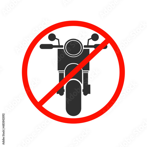 Vector illustration design of warning information logo icon prohibited from riding motorbikes here or in certain areas
