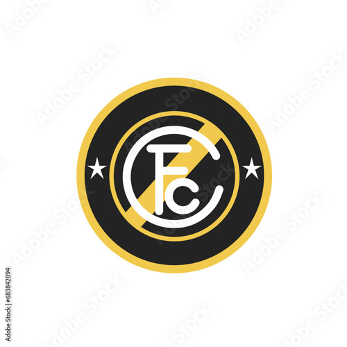CFC initials text logo design vector in round circle.  Suitable for club or football team logos, etc.