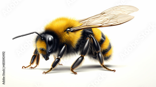 Stunning bumblebee on an white backgrund, realistic but a little bit fluffy © Manuel
