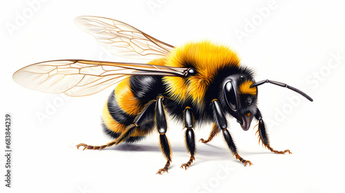 Stunning bumblebee on an white backgrund, realistic but a little bit fluffy © Manuel