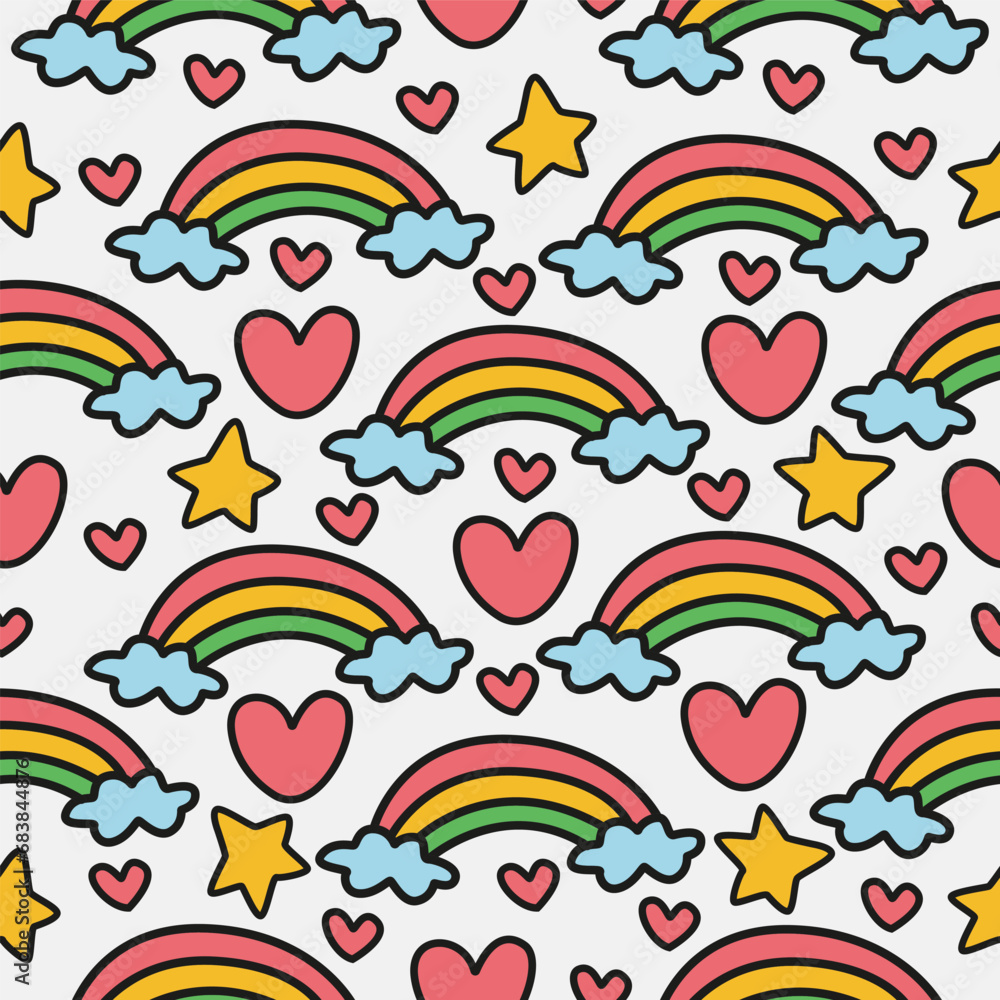 Rainbow illustration cartoon pattern design vector