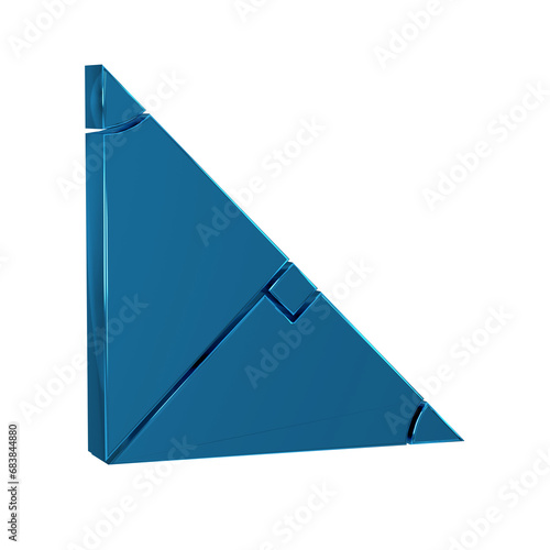 Blue Angle bisector of a triangle icon isolated on transparent background.