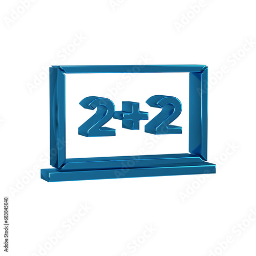 Blue Chalkboard icon isolated on transparent background. School Blackboard sign.