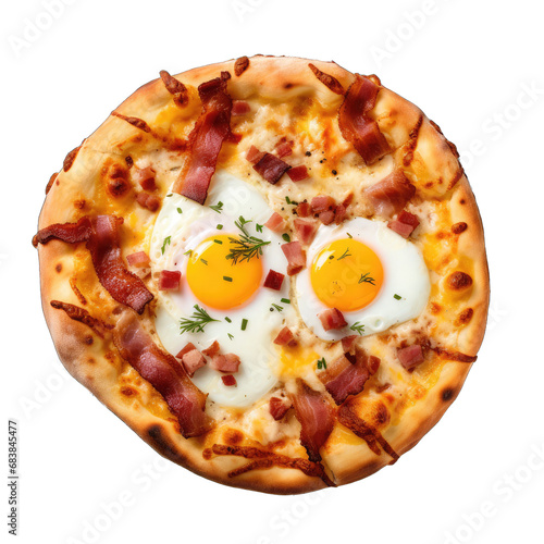 Breakfast Pizza. Isolated on a Transparent Background. Cutout PNG.