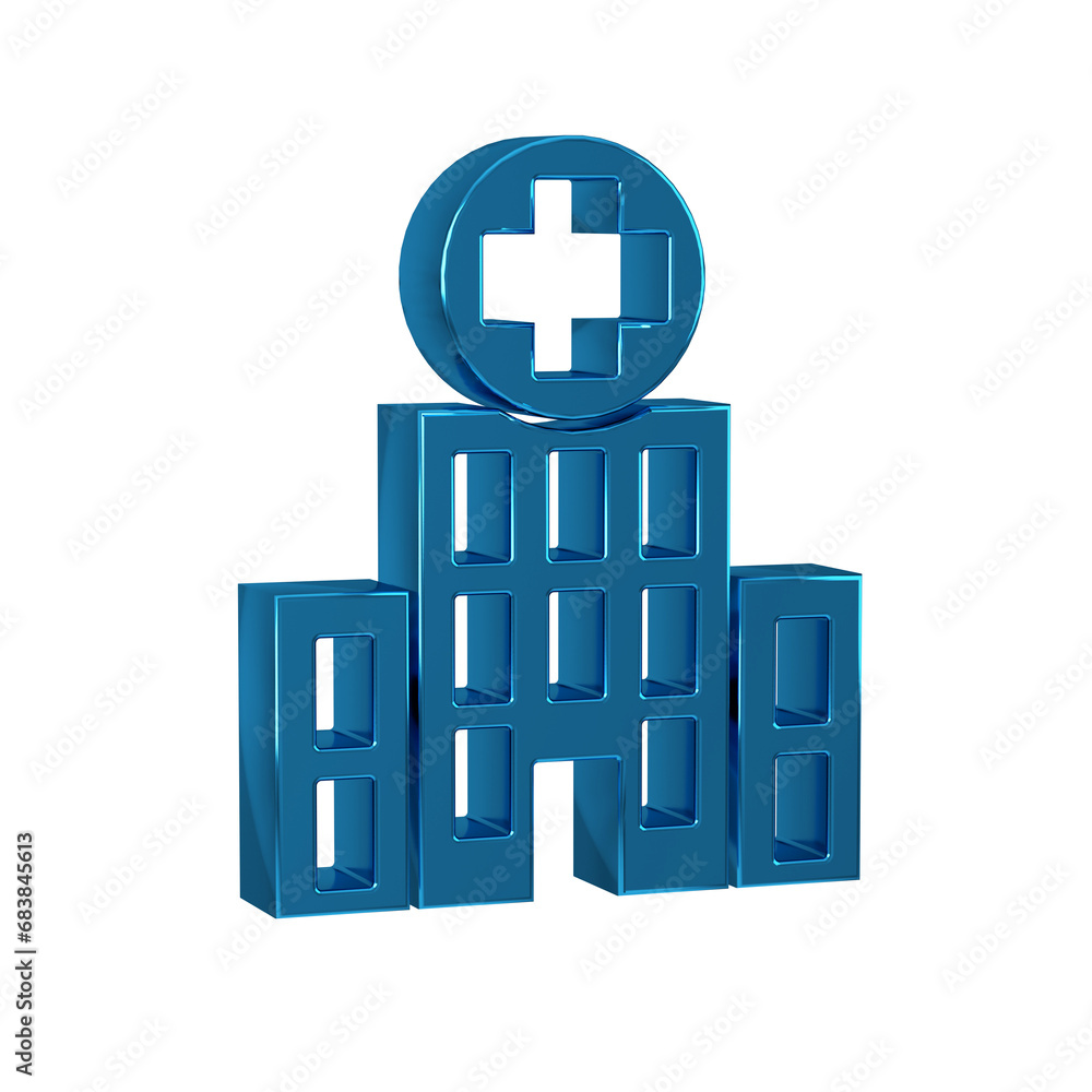 Blue Medical hospital building with cross icon isolated on transparent background. Medical center. Health care. Blue Medical hospital building with cross icon isolated on transparent background. Medical center. Health care.