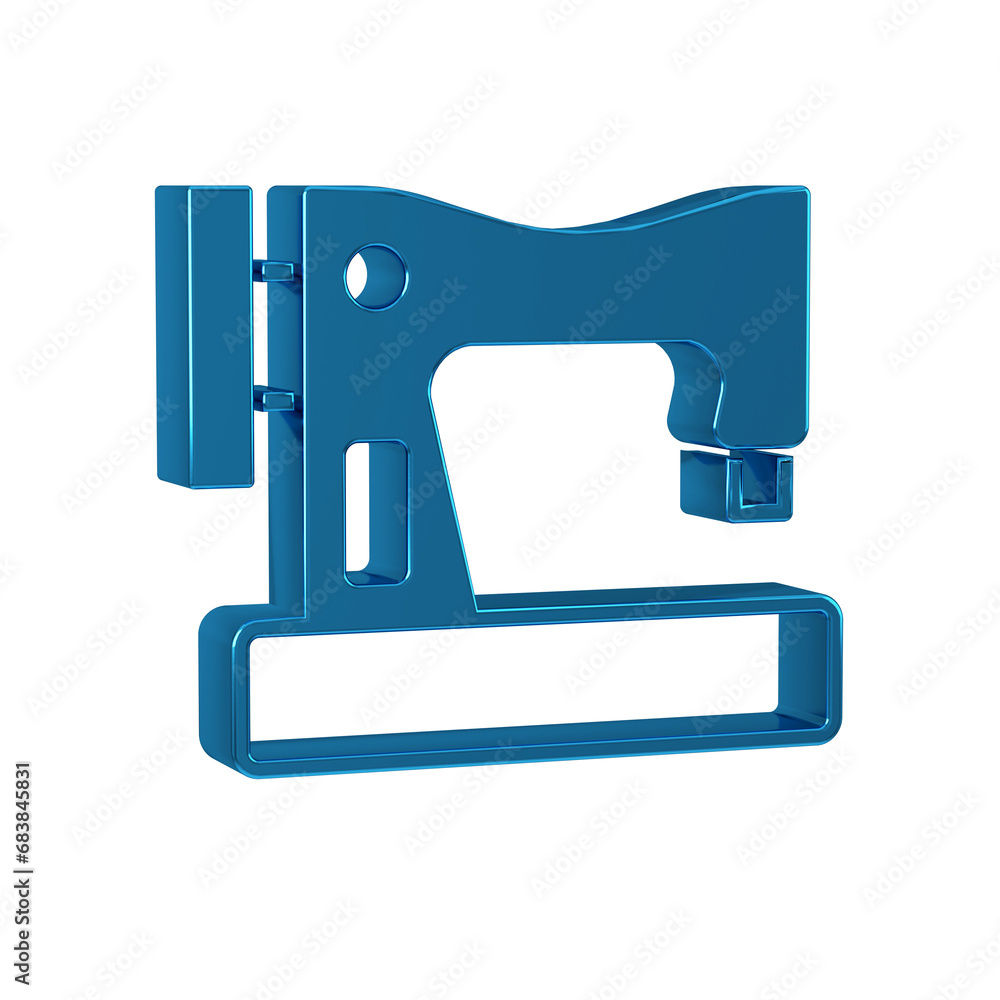 Blue Sewing machine icon isolated on transparent background.