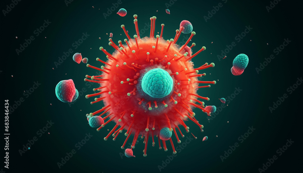 Fototapeta premium 3d icon viral cell bacterium
