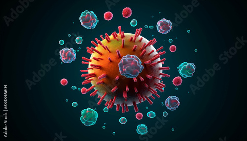 3d icon viral cell bacterium