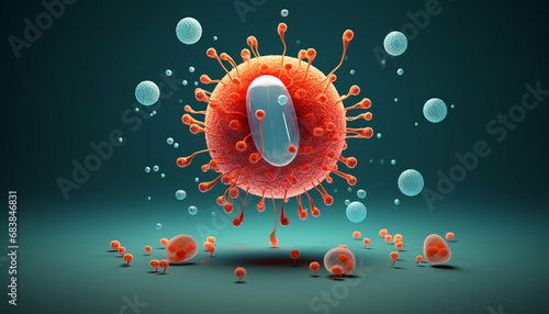 3d icon viral cell bacterium