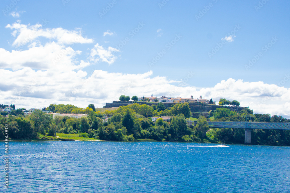 Landscape of river Minho at Tui in Galicia